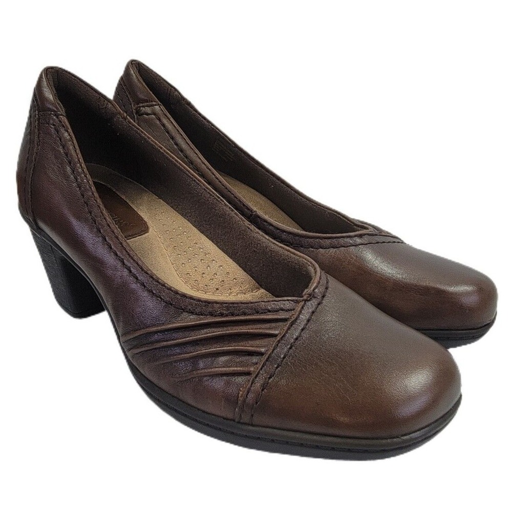 Earth Origins Women's Minka Brown Leather Comfort‎ Pumps Shoes Heels Size 7.5 M